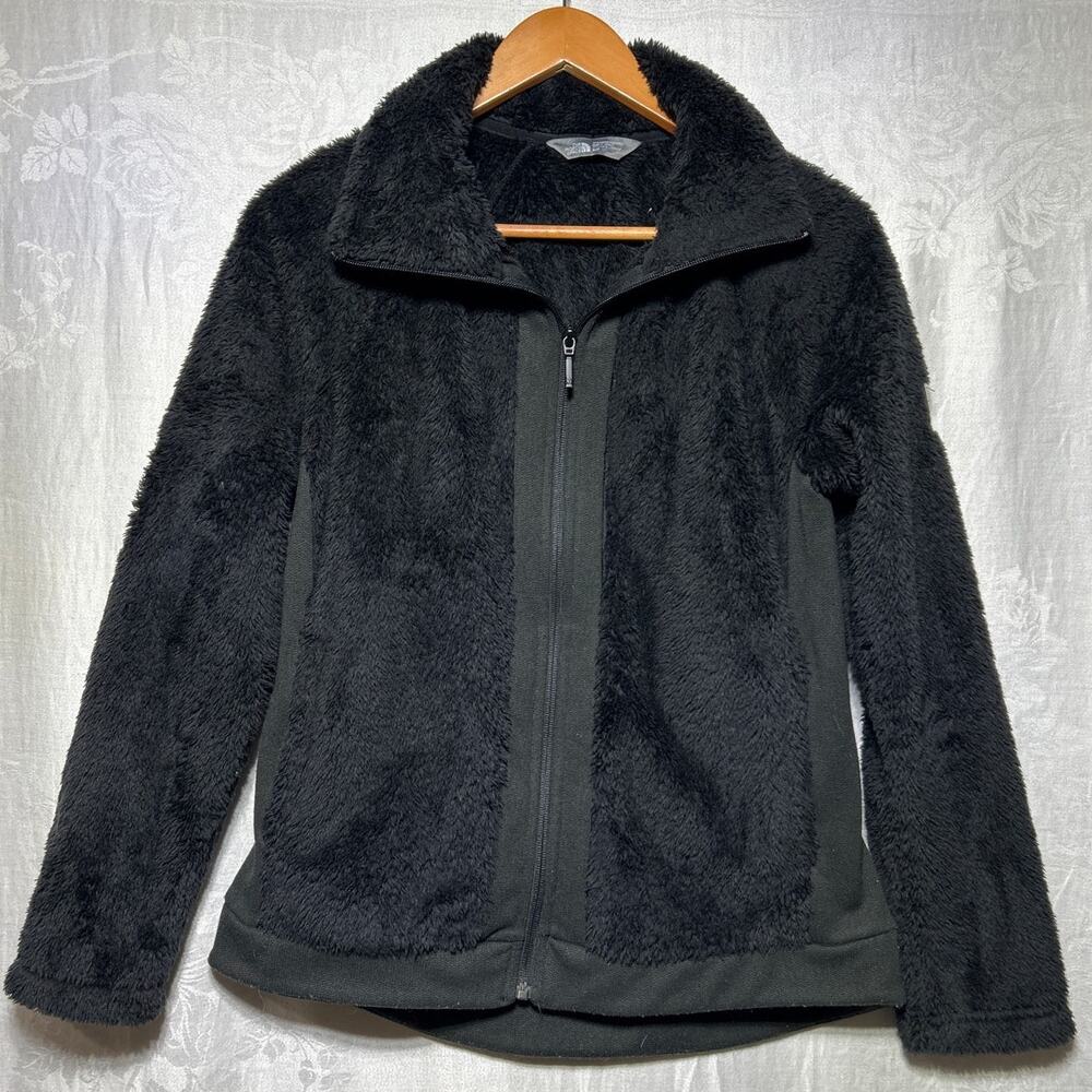 The North Face Full Zip Sweatshirt Small Black Furry Fleece Teddy Fuzzy Jacket